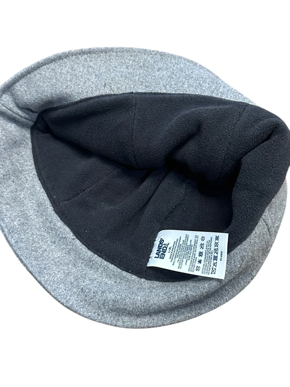 Lands’‎ End Women’s Cashtouch Cloche Bucket Hat Heather Gray L/XL Fleece Lined